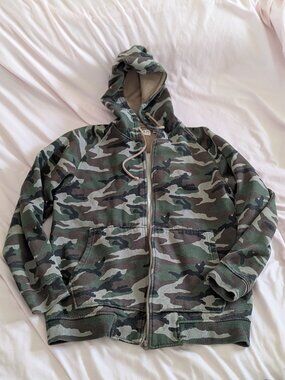 R&R Sport Green Camo Broken Zipper Hoodie S